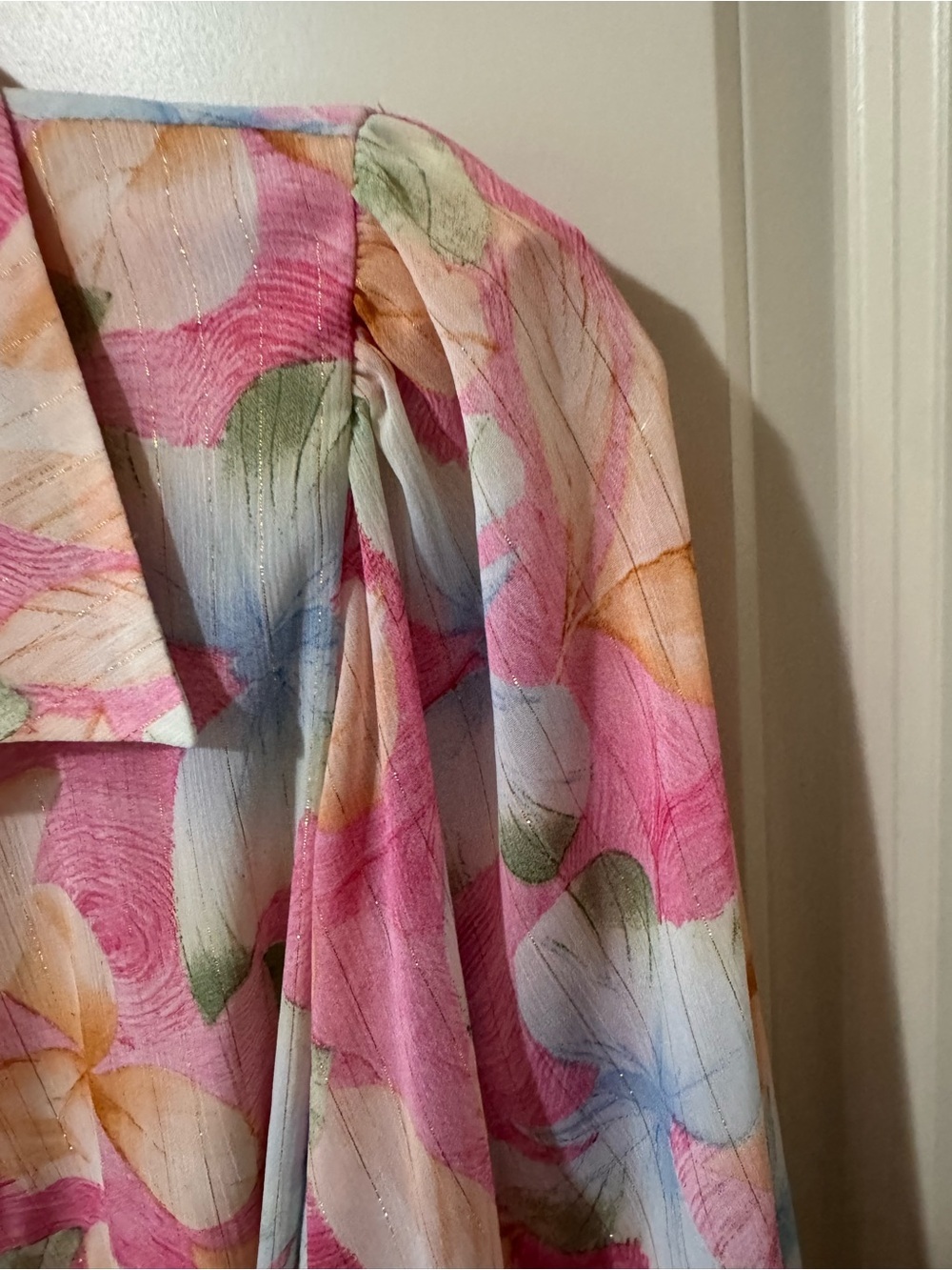 NWOT Luxxel Pink Multi-Color Floral Tie-Waist Mini Dress - Picture 7 of 9